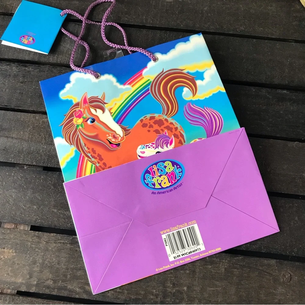 Lisa Frank Vintage Gift Bag Rainbow Chaser & Lollipop with Name Tag